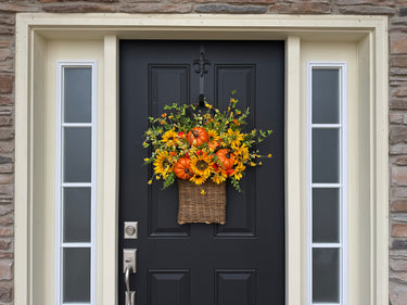Pumpkin Harvest Basket Door Wreath
