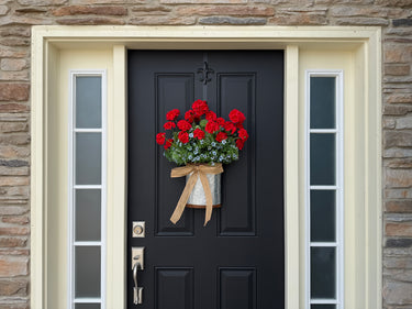 Red Geranium Americana Summer Bucket Door Hanger