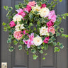 Pink Rose Ivy Wreath Pink Cream Spring Summer Front Door Decor - TwoInspireYou