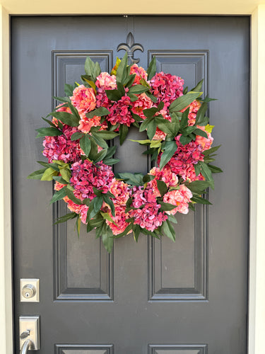 Berry-Toned Fall Floral Wreath – 24" Autumn Door Accent - TwoInspireYou