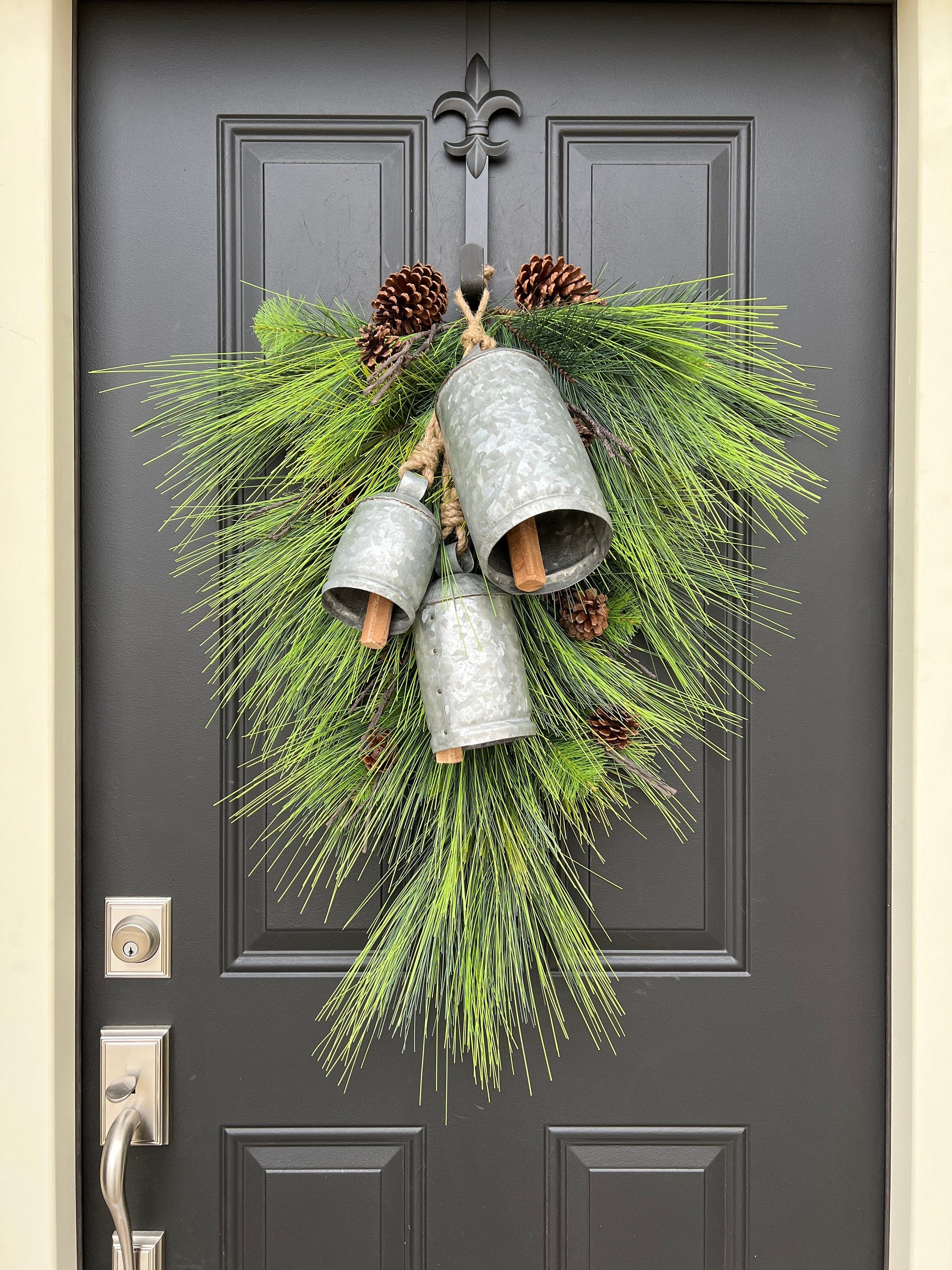 Evergreen Wreath with Brass Bells - Creating Country Decor