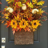 Abundant Autumn Basket Wreath with Gourds and Sunflowers - TwoInspireYou