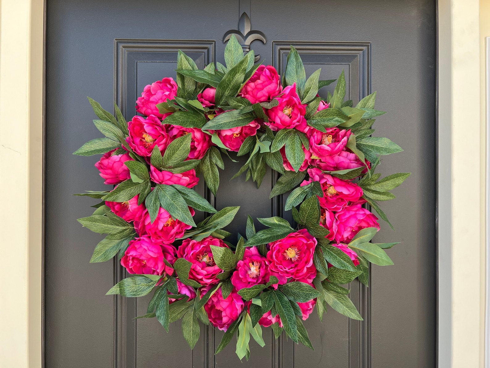 Dark Pink Peony Wreath