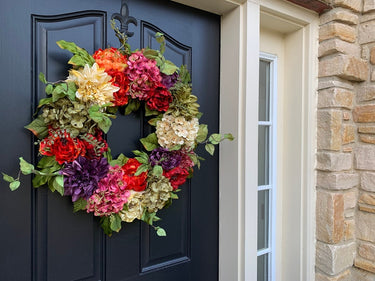 Bold & Beautiful Wreath with Dahlias, Peonies and Hydrangeas - TwoInspireYou