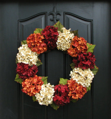 Classic Fall Hydrangea Wreath - TwoInspireYou