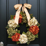 Autumn Hydrangea Wreath with Champagne Ribbon - TwoInspireYou