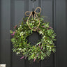 Olive Wreath with Lavender and White Flowers 