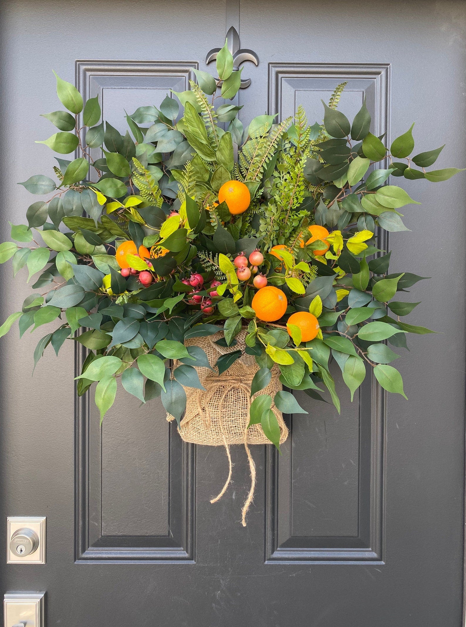 Orange Basket Wreath for Front Door
