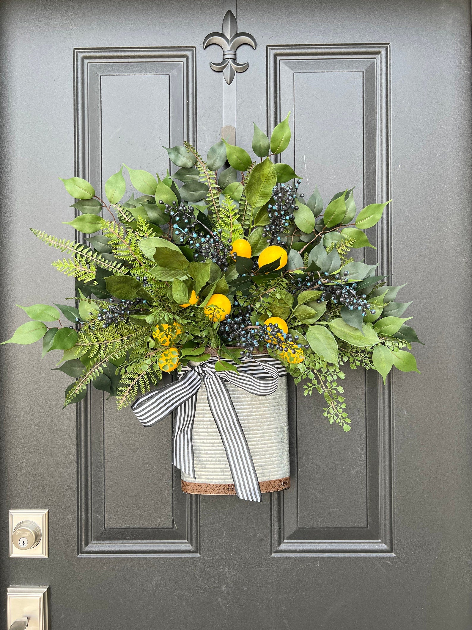 Lemon and Blueberry Bucket Wreath