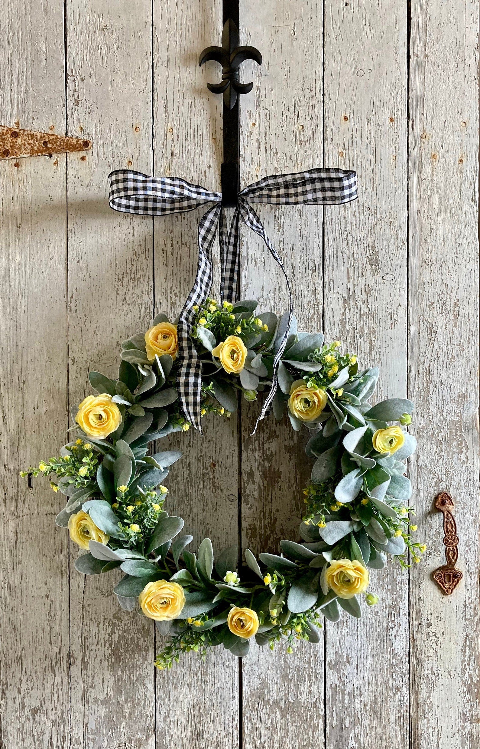  Lambs Ear and Ranunculus Wreath