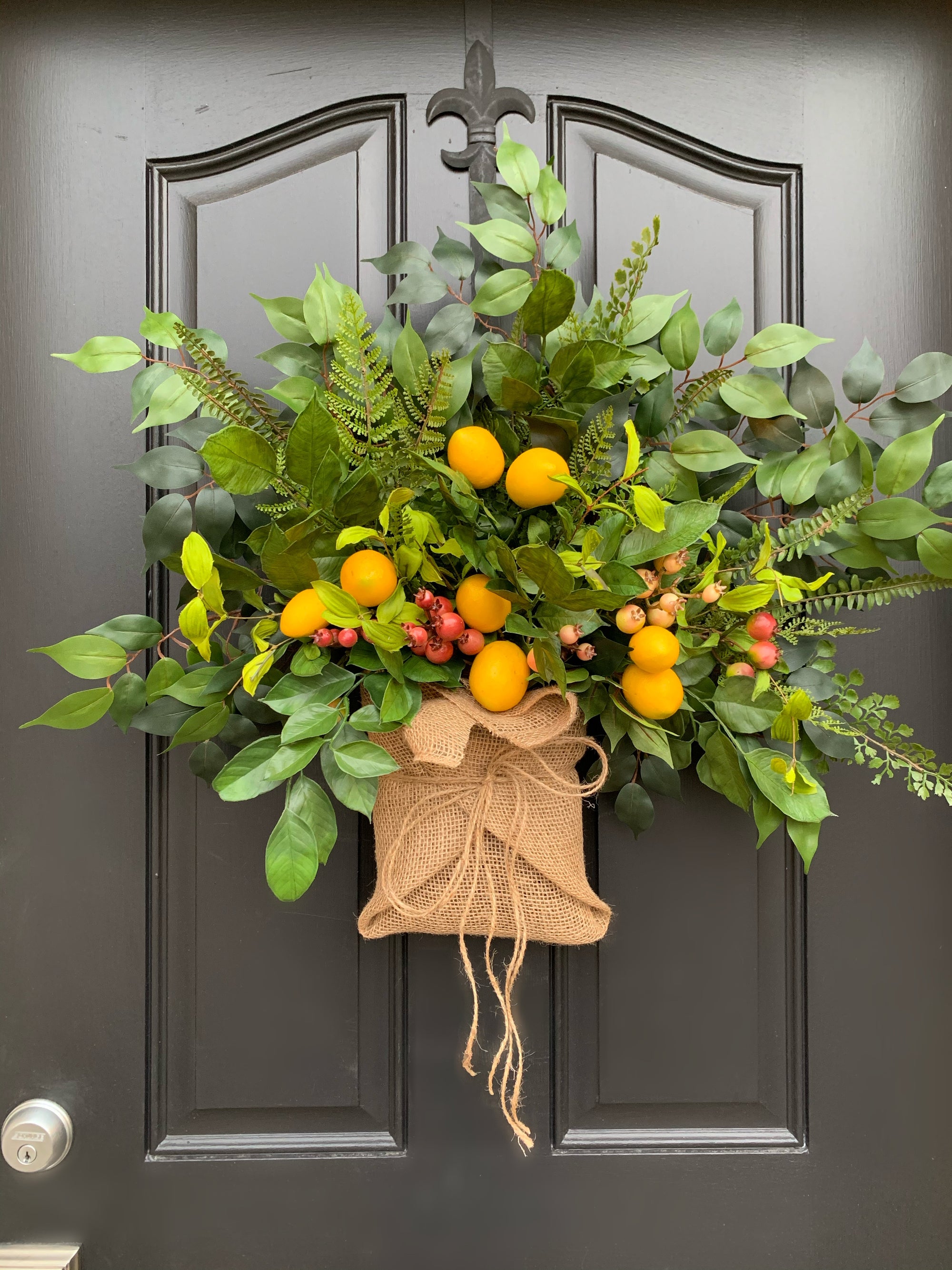 Lemon Burlap Basket Wreath