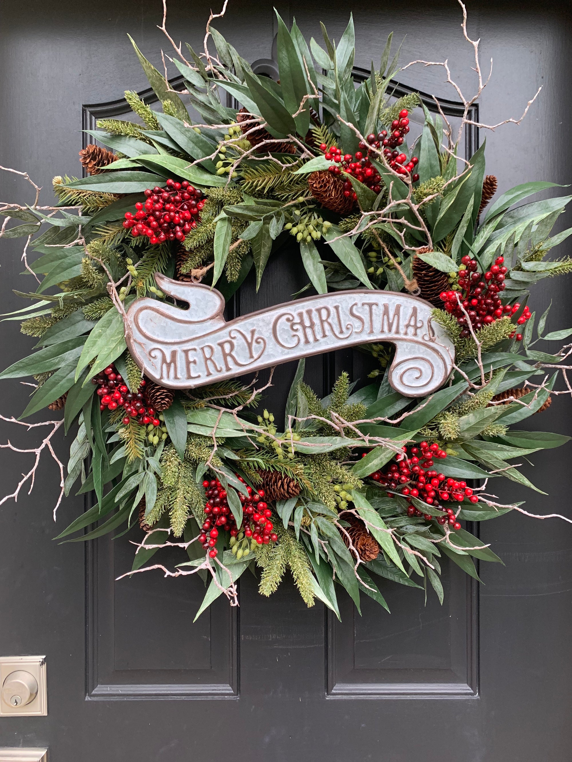 Large Luxury Christmas Wreath with Sign