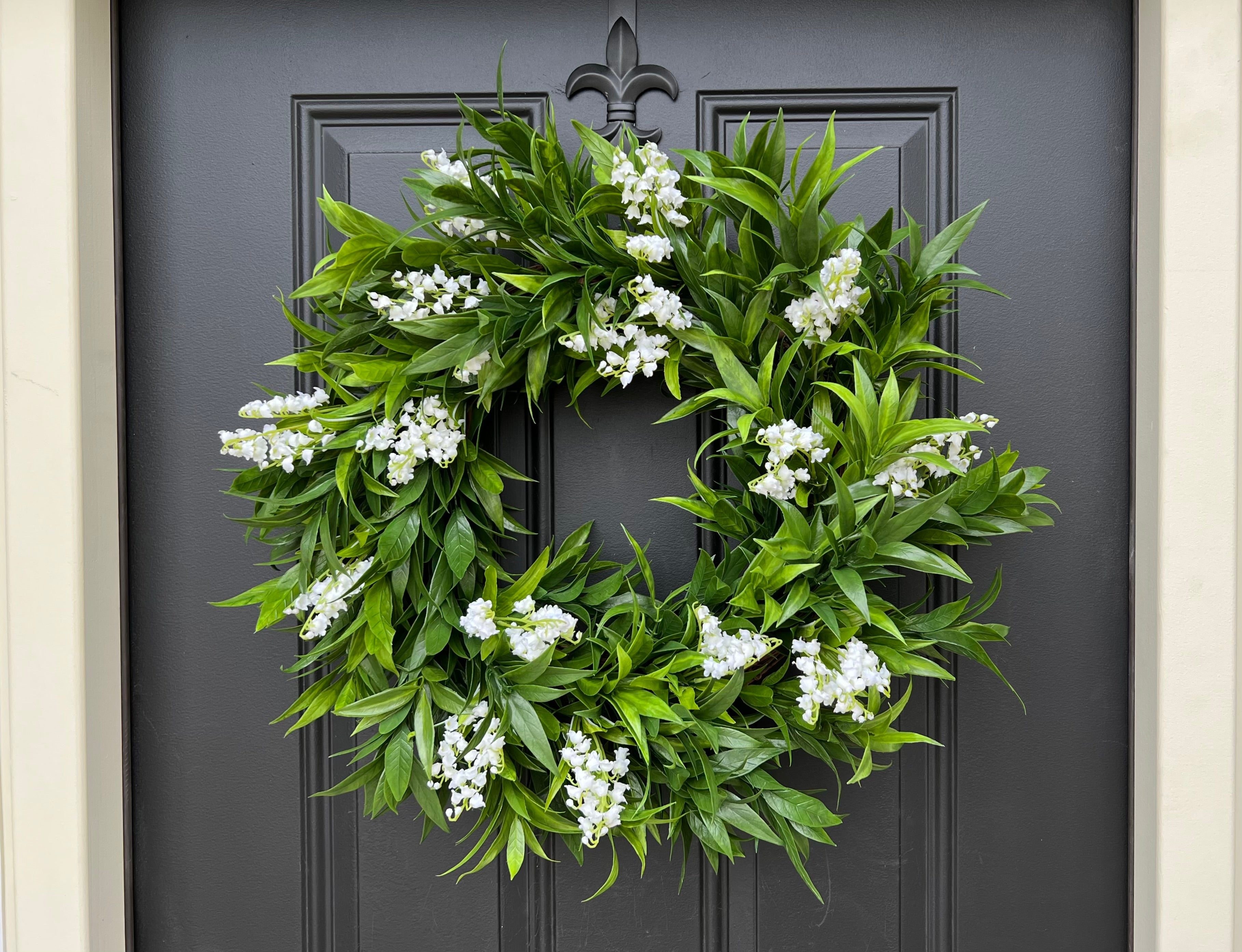 lily flower wreath Lily of the Valley Outdoor Greenery Wreath 22"