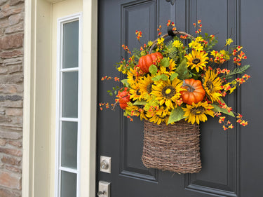 Fall Sunflower Basket with Bittersweet and Pumpkin - TwoInspireYou
