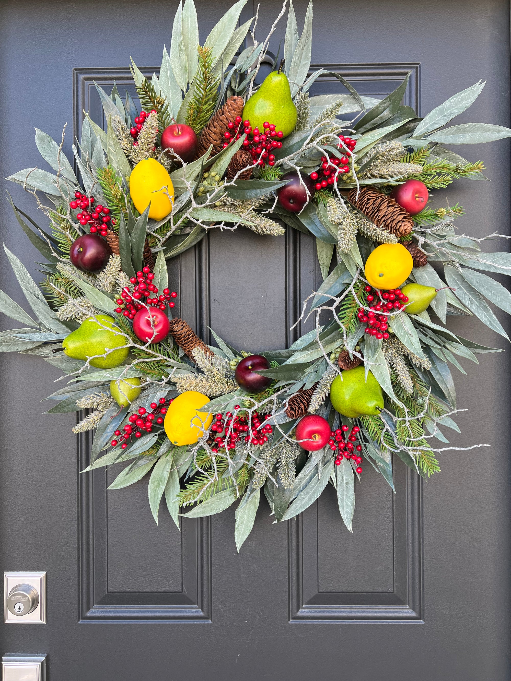 Mixed Fruit Wreath, Christmas Front Door Wreaths