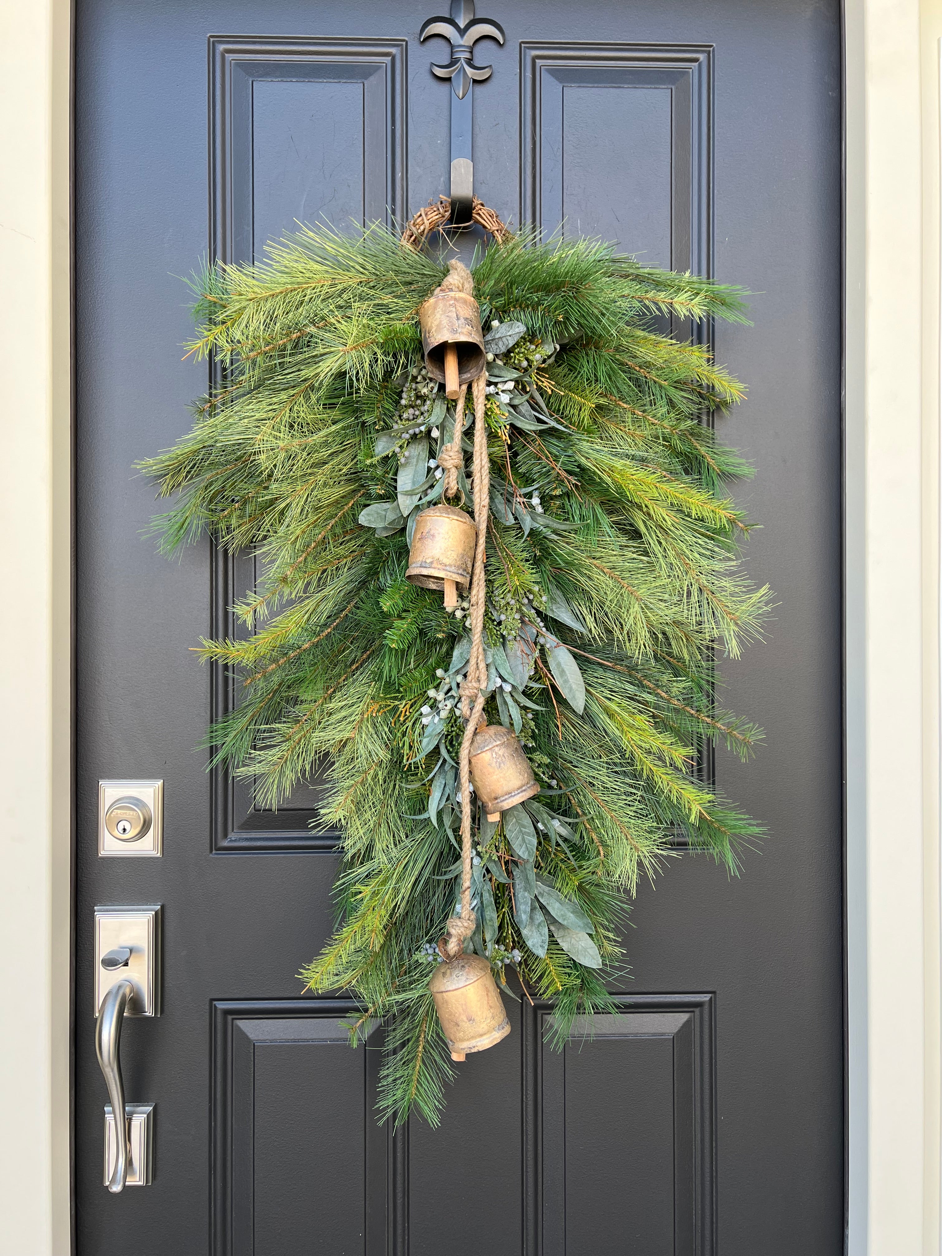 Christmas Pine Swag Wreath with Decorative Bells