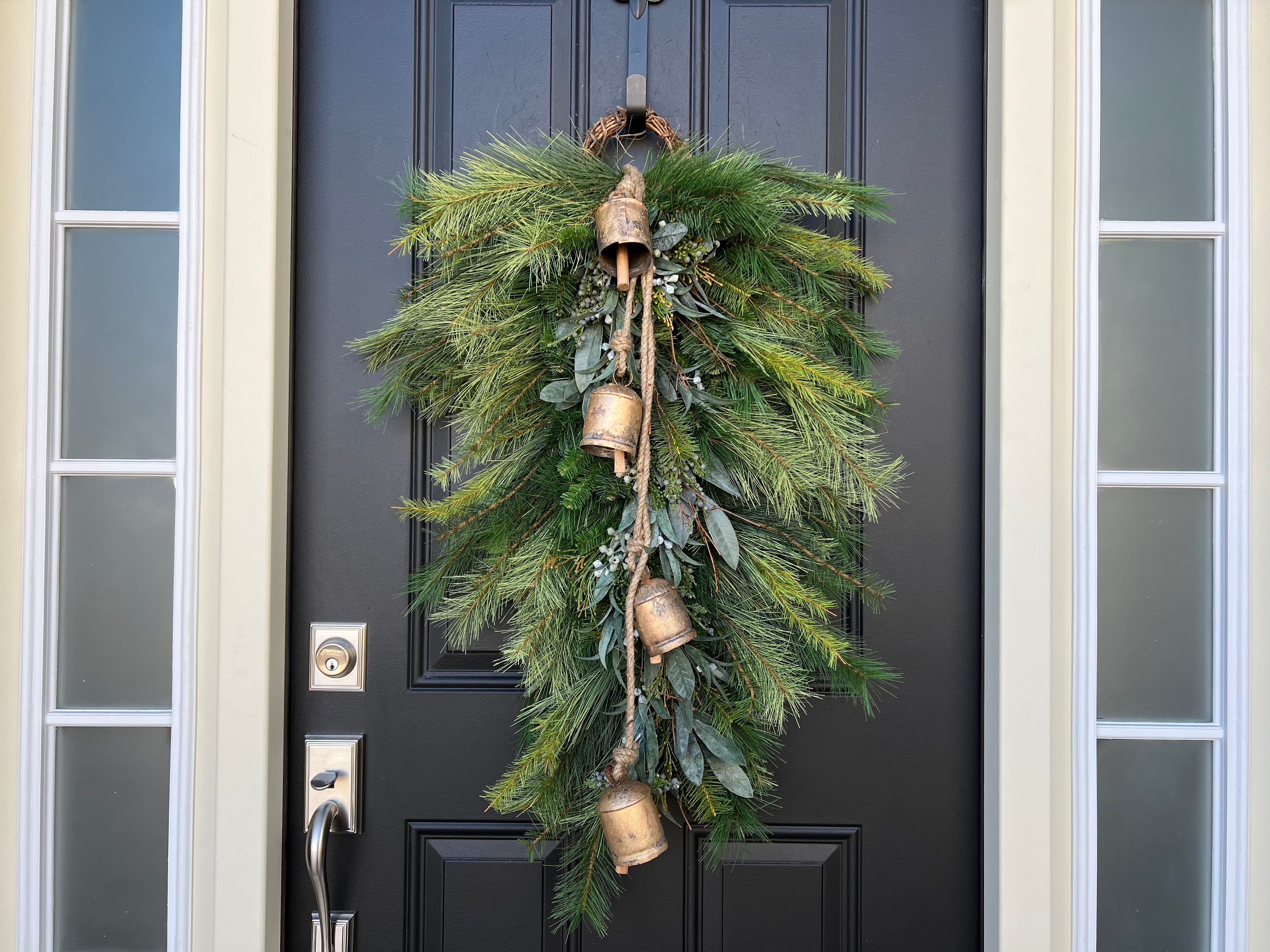 Christmas Pine Swag Wreath with Decorative Bells