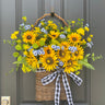 Forget Me Not and Sunflower Basket Wreath