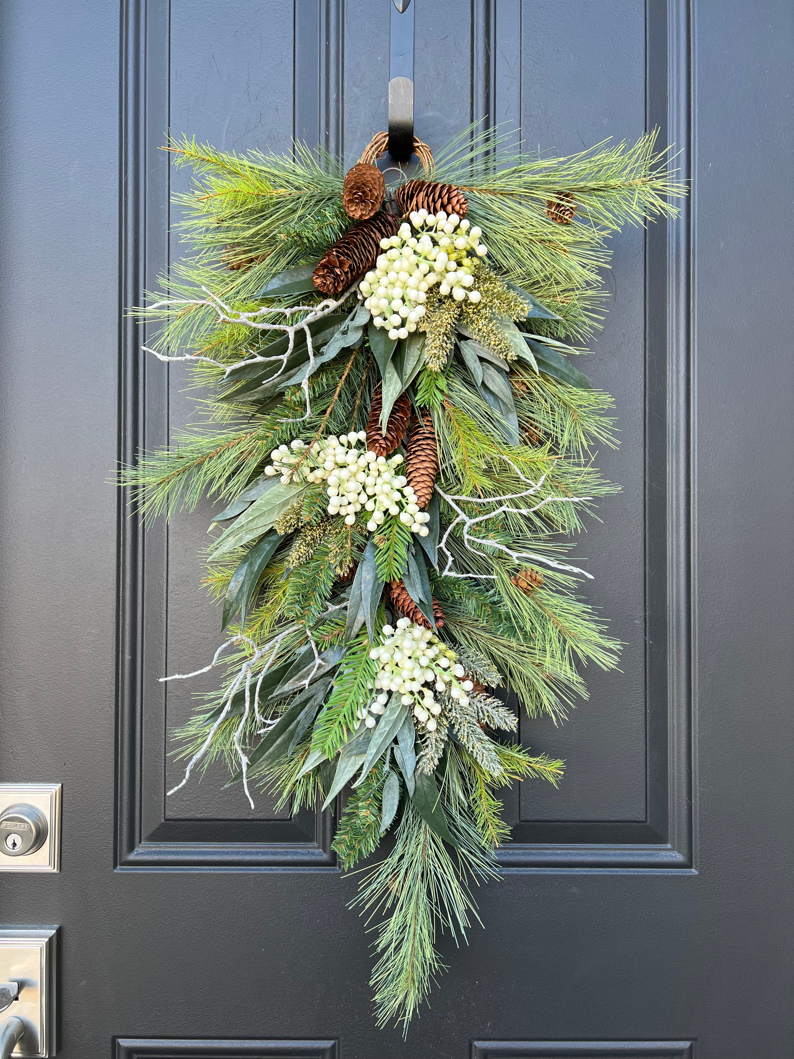 Country Christmas Teardrop Swag Wreath for the Winter Season