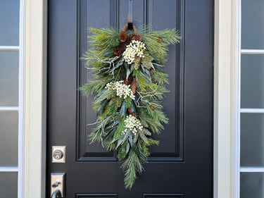 Country Christmas Teardrop Swag Wreath for the Winter Season - TwoInspireYou