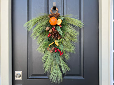 Thanksgiving and Christmas Teardrop Door Wreath - TwoInspireYou