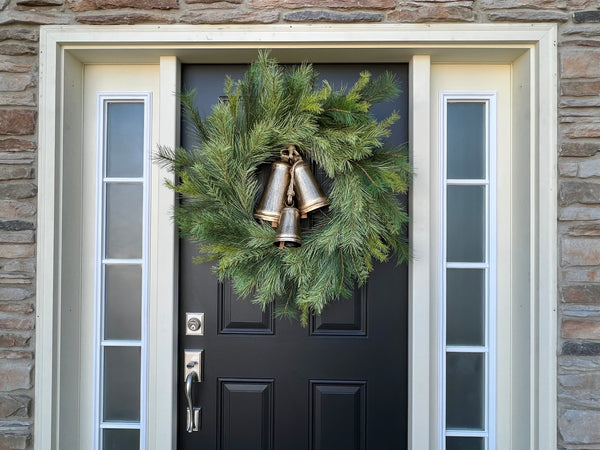 Christmas Pine Teardrop Wreath with Decorative Bells - TwoInspireYou