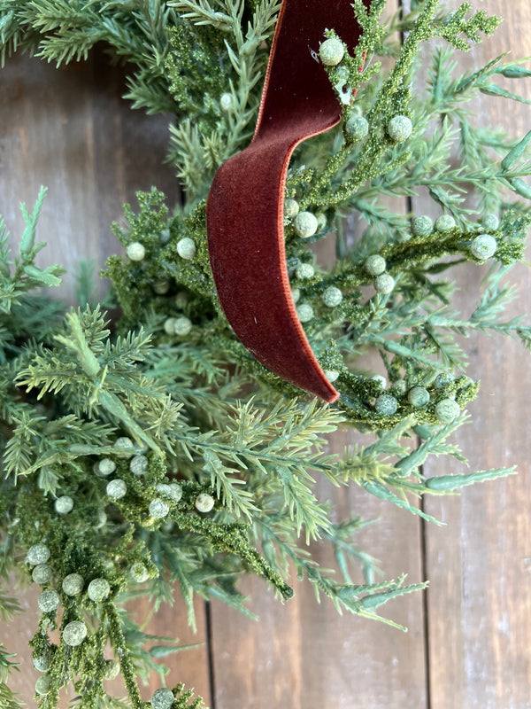 Christmas Window Wreaths, Mini Gold Bayleaf Wreath with Velvet Ribbon -  TwoInspireYou