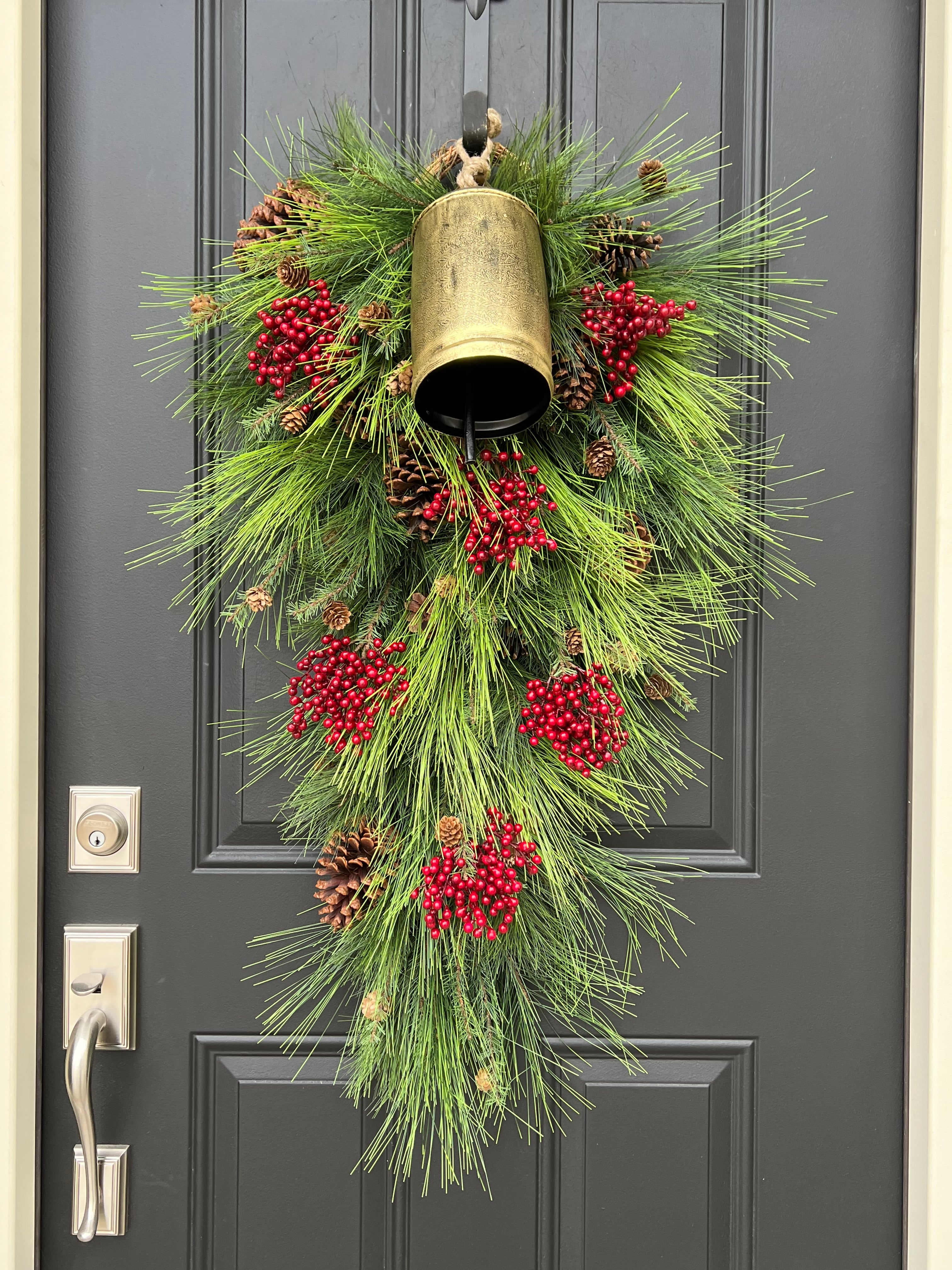 Jingle Bell Christmas Pine Swag Wreath