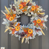 pumpkin farm wreath with lambs ear