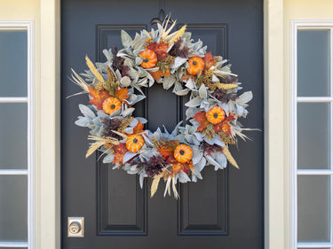 Pumpkin Farm Wreath with Lamb's Ear - TwoInspireYou