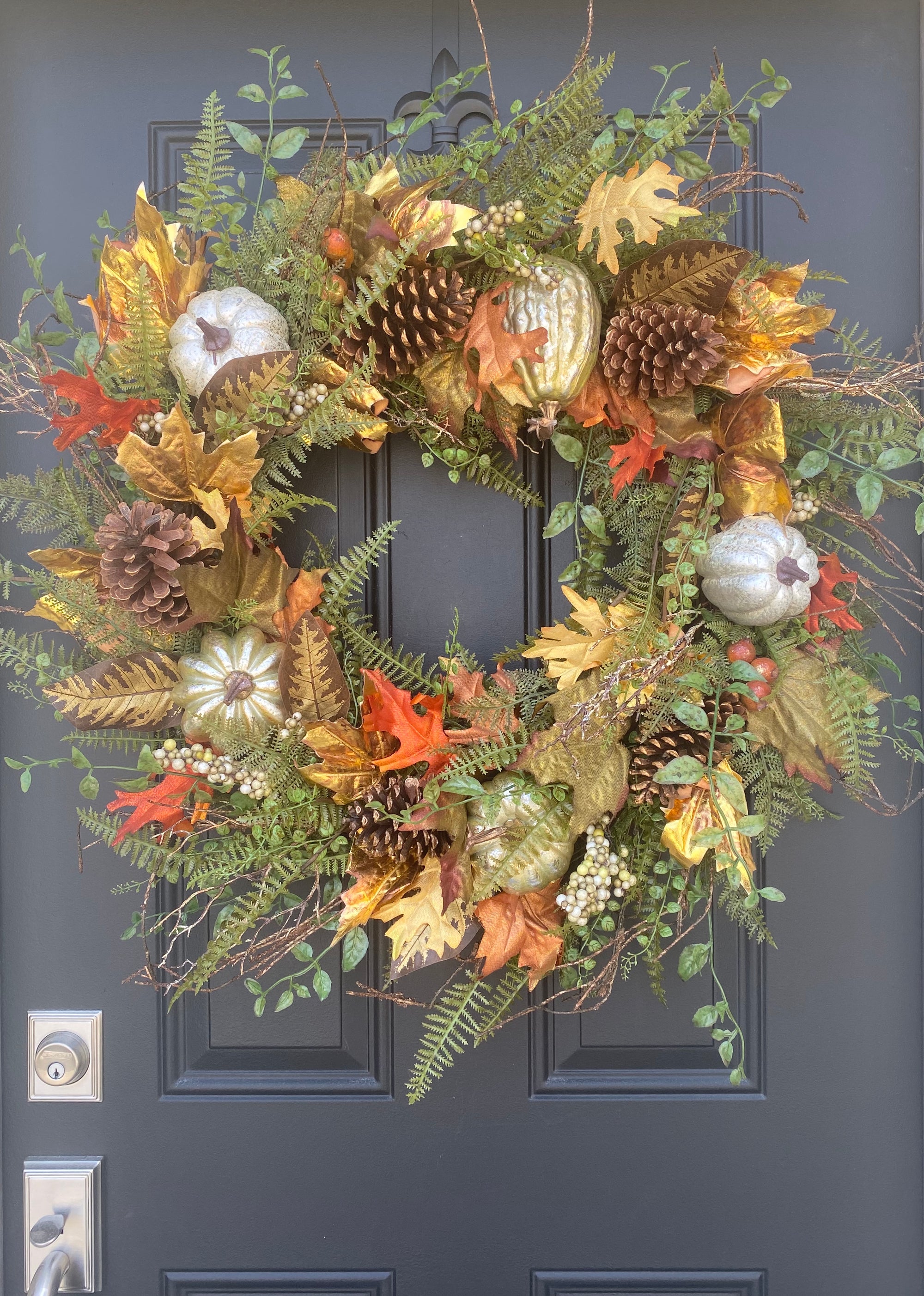 Metallic Silver and Gold Wreath for Fall