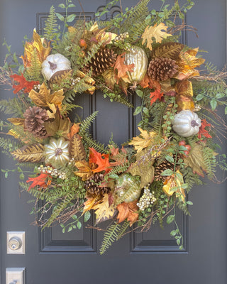 Metallic Silver and Gold Wreath for Fall