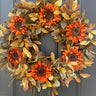 Rust Sunflower and Fall Foliage Wreath - TwoInspireYou