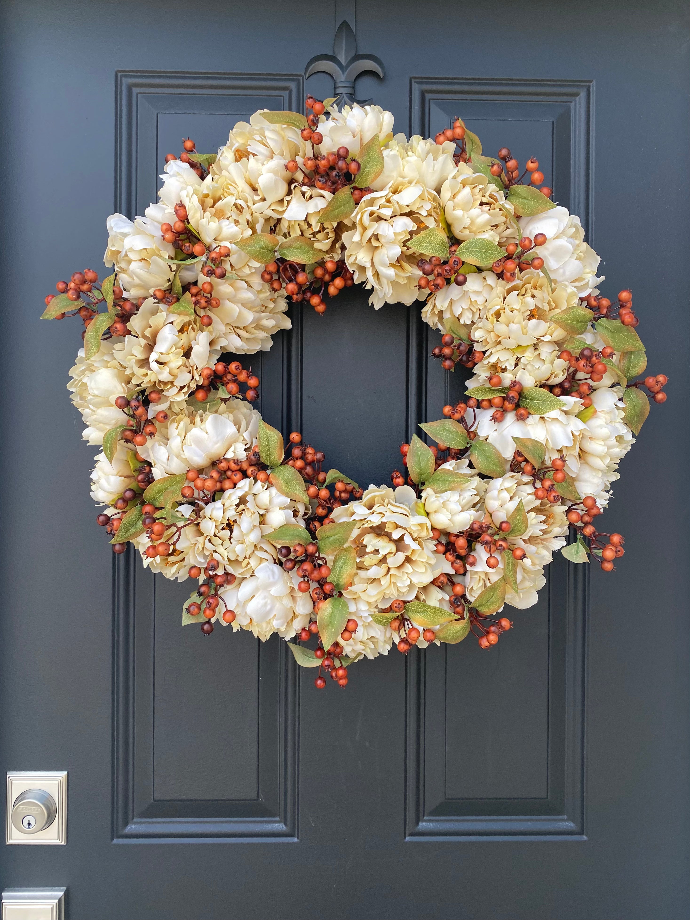 Cozy Autumn Cream Peony Wreath