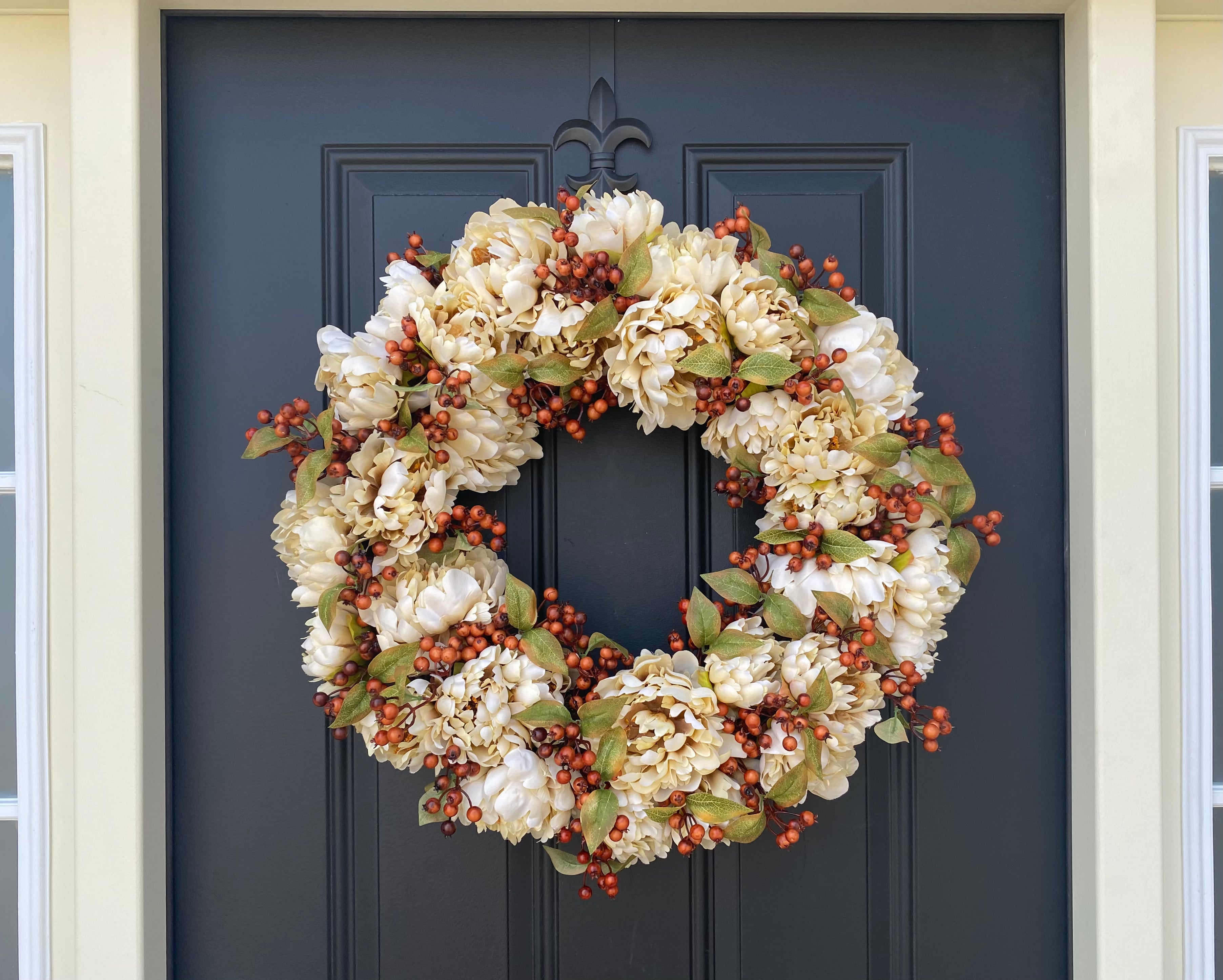 Cozy Autumn Cream Peony Wreath