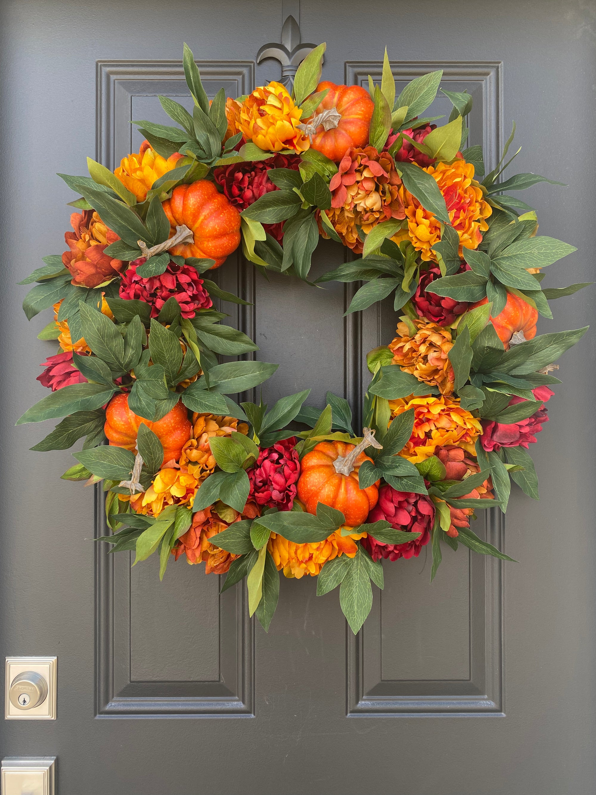 Pumpkin Patch Wreath with Peonies