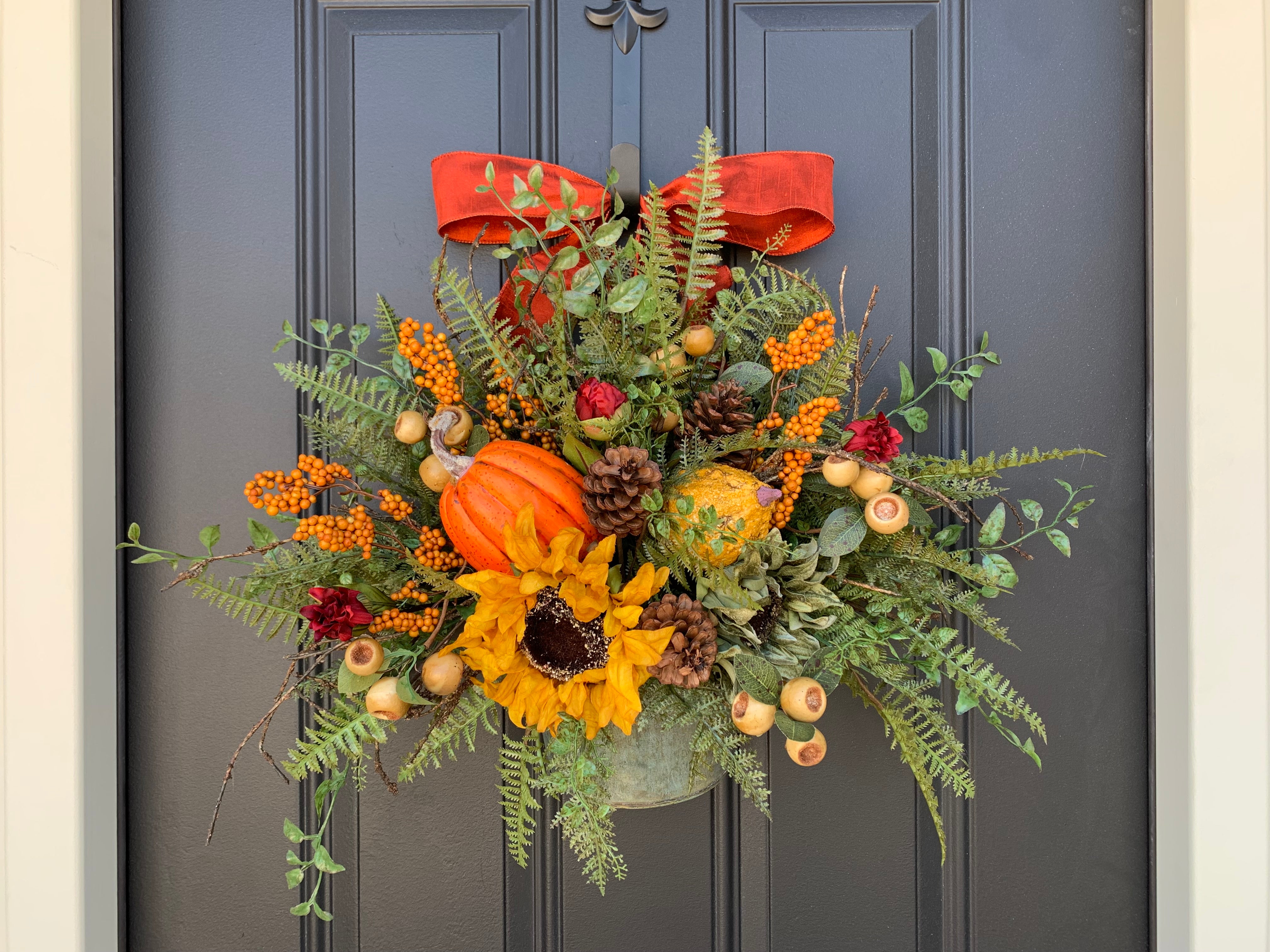 Bountiful Autumn Gatherings Bucket Wreath