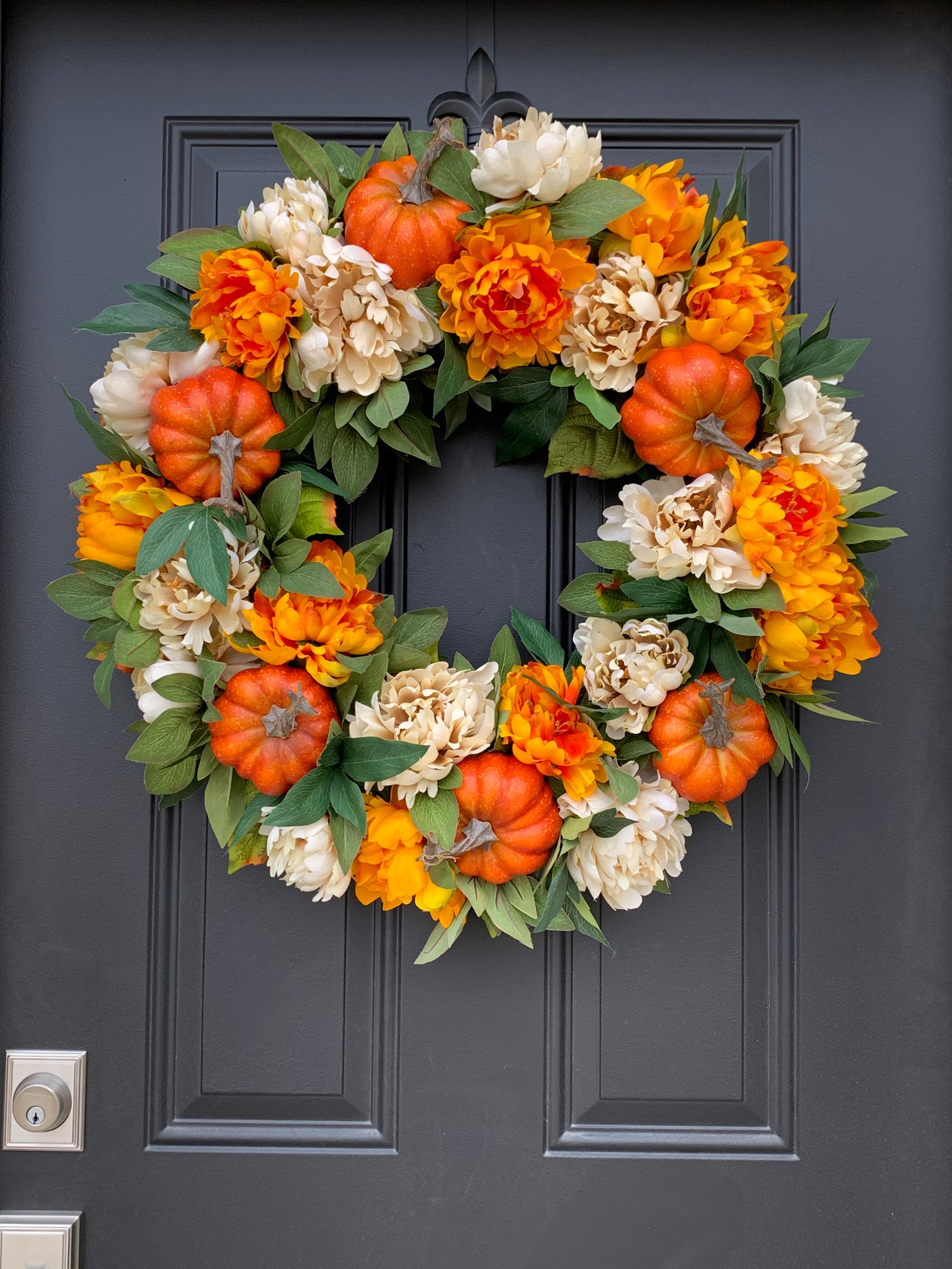 Pumpkin and peony wreath