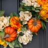 Autumn Orange Pumpkin and Peony Wreath - TwoInspireYou