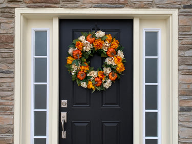 Autumn Orange Pumpkin and Peony Wreath - TwoInspireYou