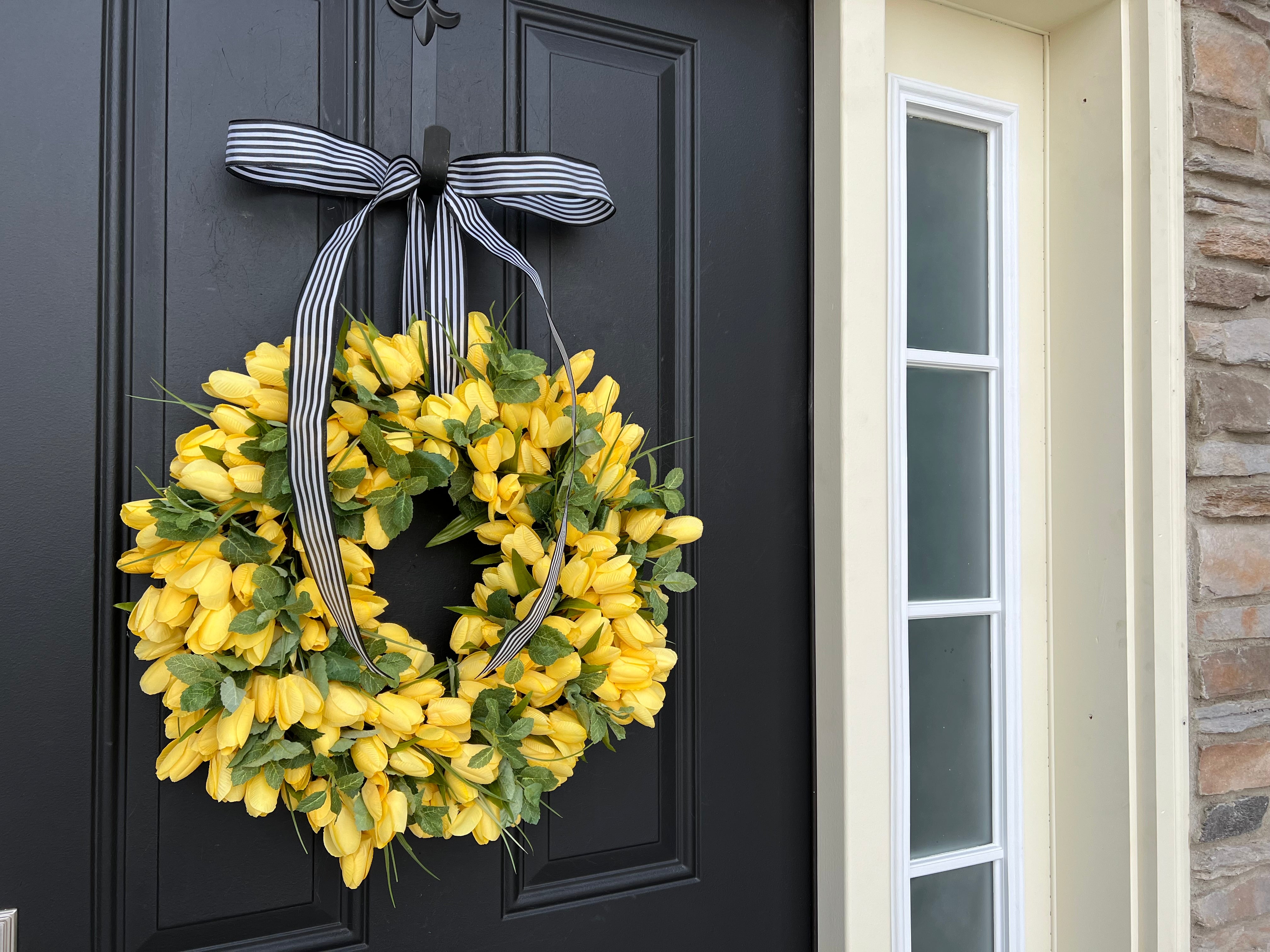 Yellow Tulip and Mint Wreath