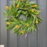 Spring Real Touch Tulip Wreath and Bay Leaf Greenery - TwoInspireYou