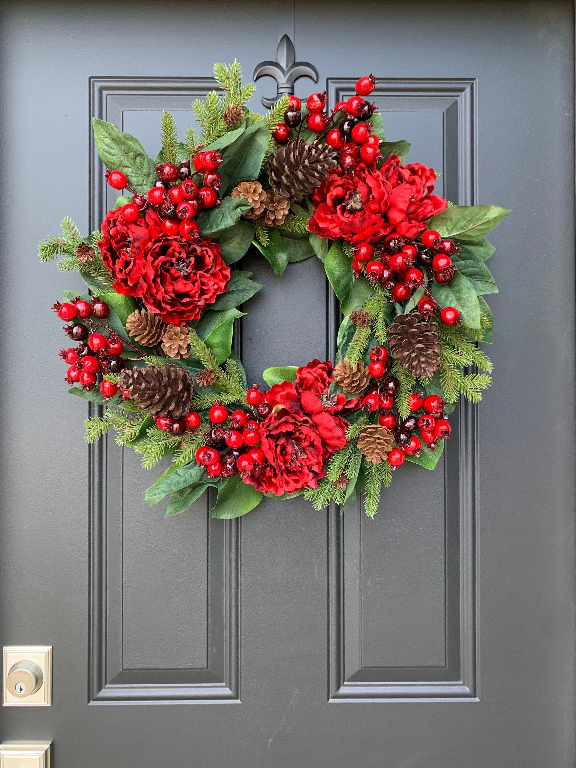 Christmas Wreath with Red peonies