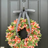 Peach Fuzz Tulip Wreath with Mint Leaves - TwoInspireYou