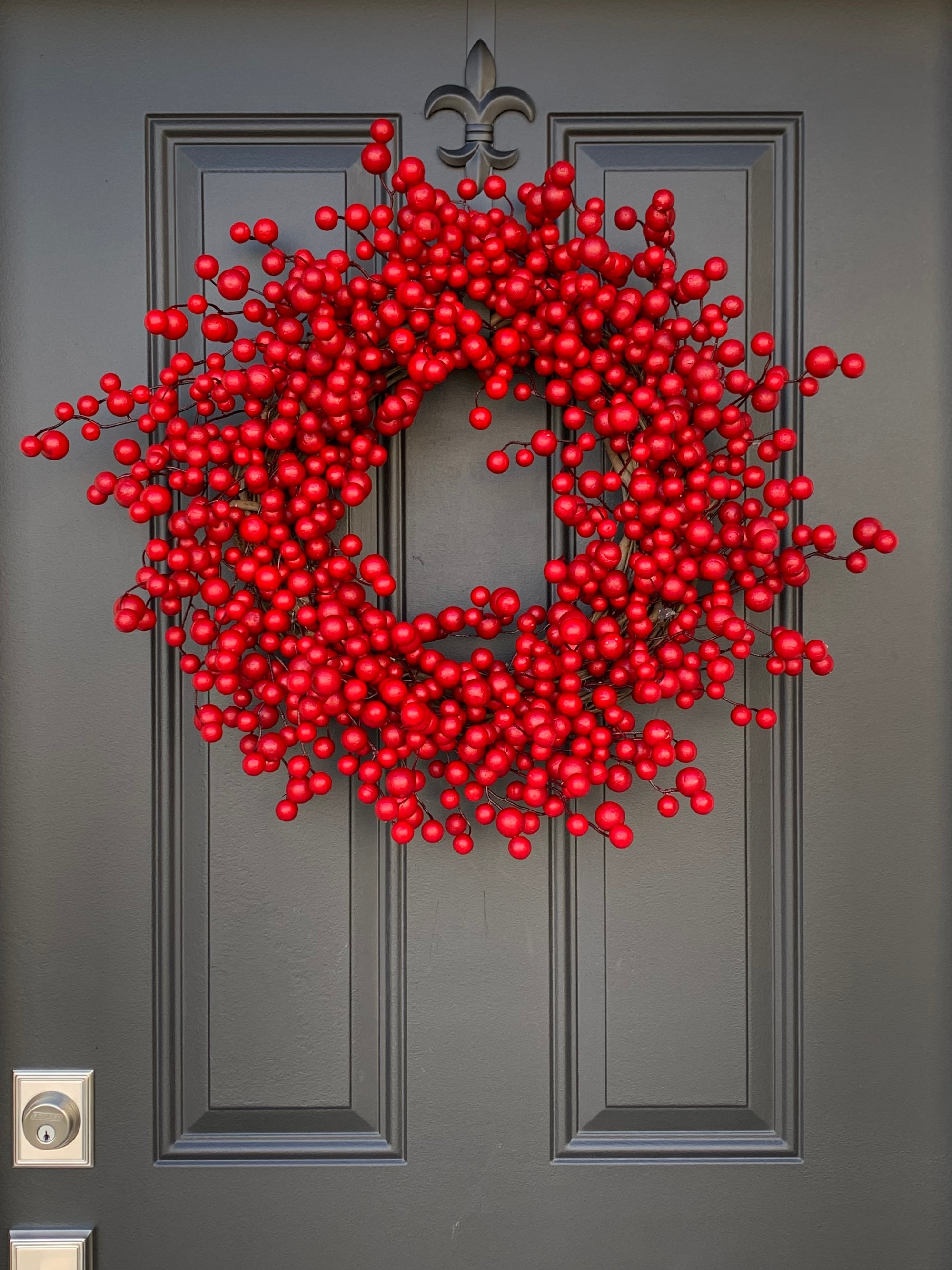 Holiday Red Berry Wreath - Weatherproof Red Berry Door Hanger