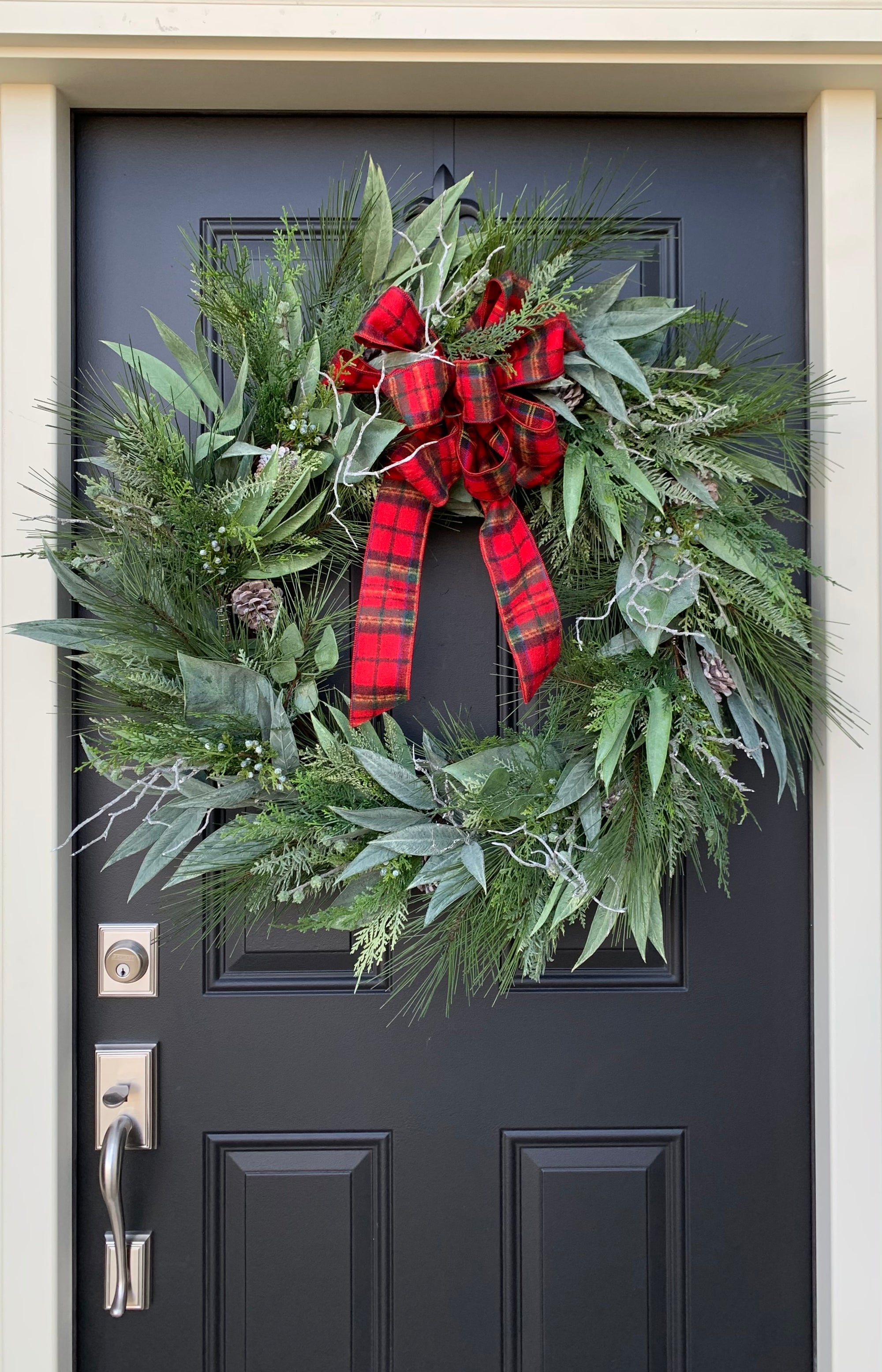 Large Pine Wreath with Bow for Winter 