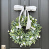 Spring Eucalyptus, Lamb's Ear, and Cream Ranunculus Wreath - TwoInspireYou
