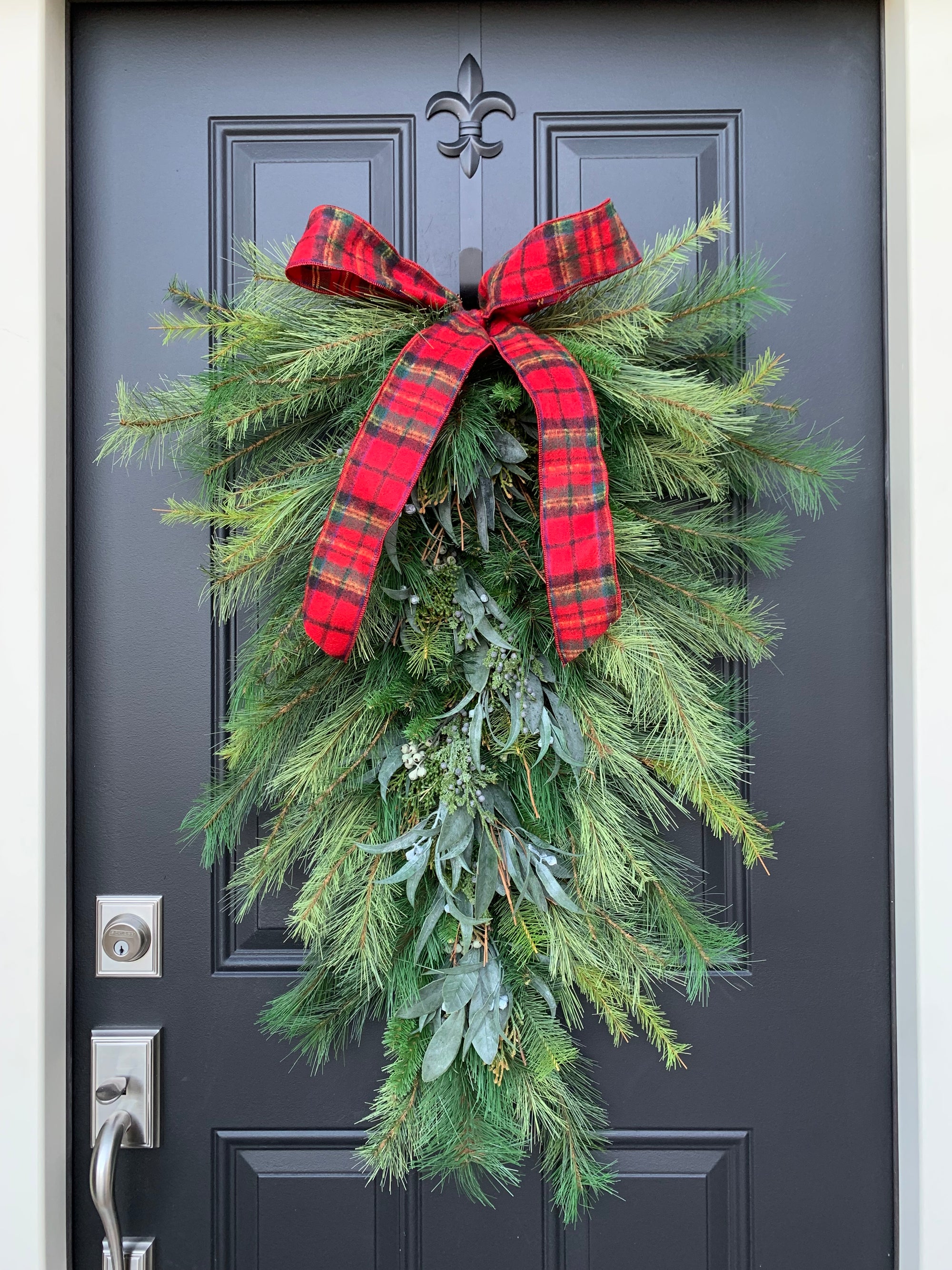 Classic Pine and Cedar Winter Door Swag Wreath