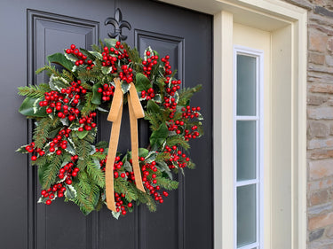 Holly Berry Wreath with Magnolia and Pine - TwoInspireYou