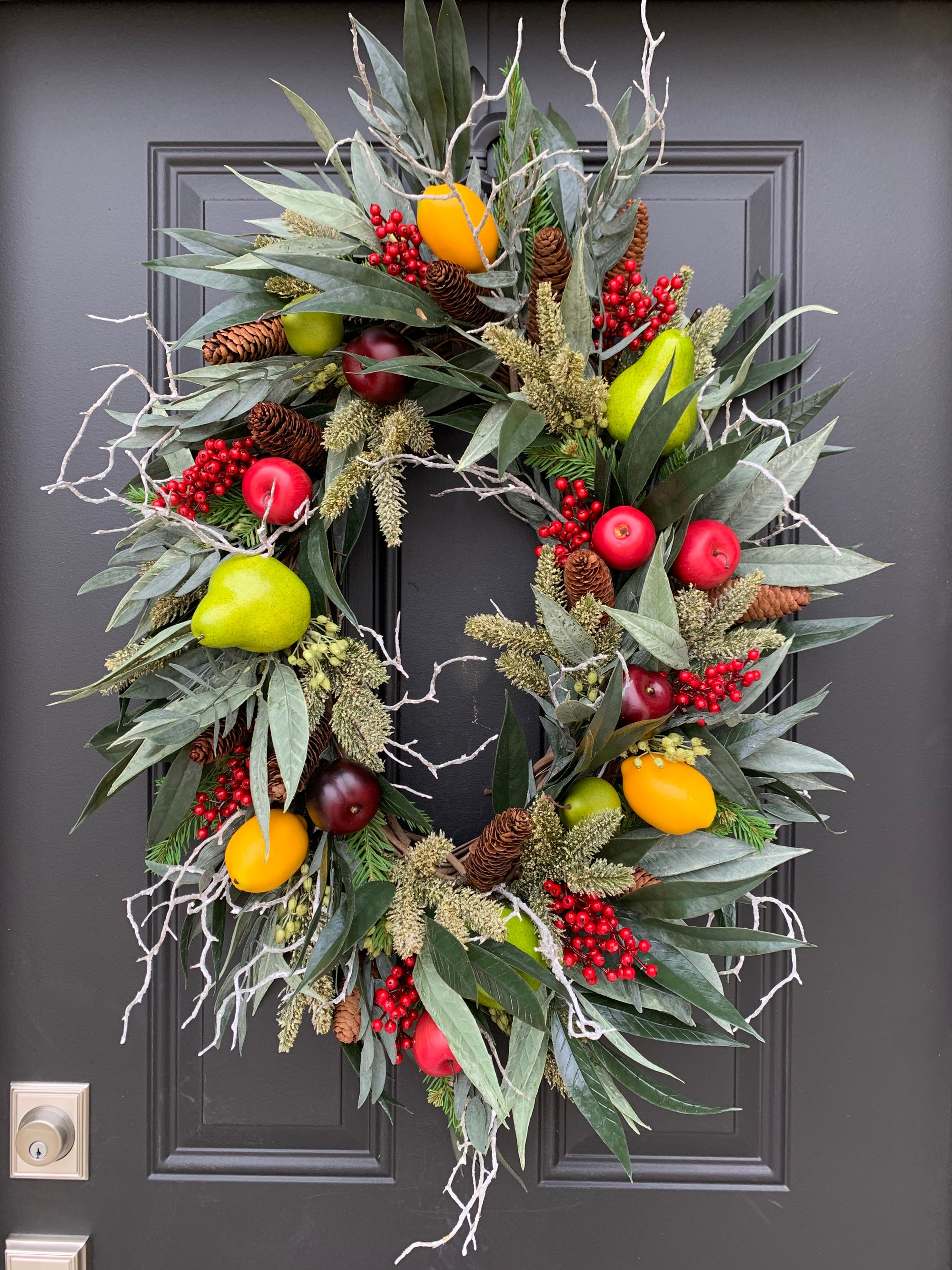 Christmas Fruit Wreath, Christmas Front Door Wreaths